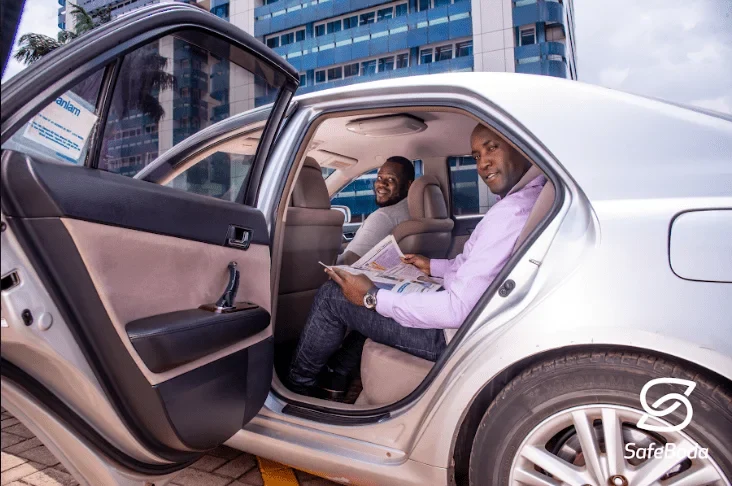 Passengers in a SafeCar vehicle in Uganda